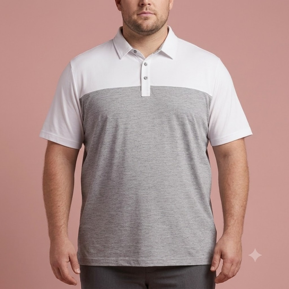 TravisMathew Golf Polo Shirt Men's XXL Gray White Colorblock